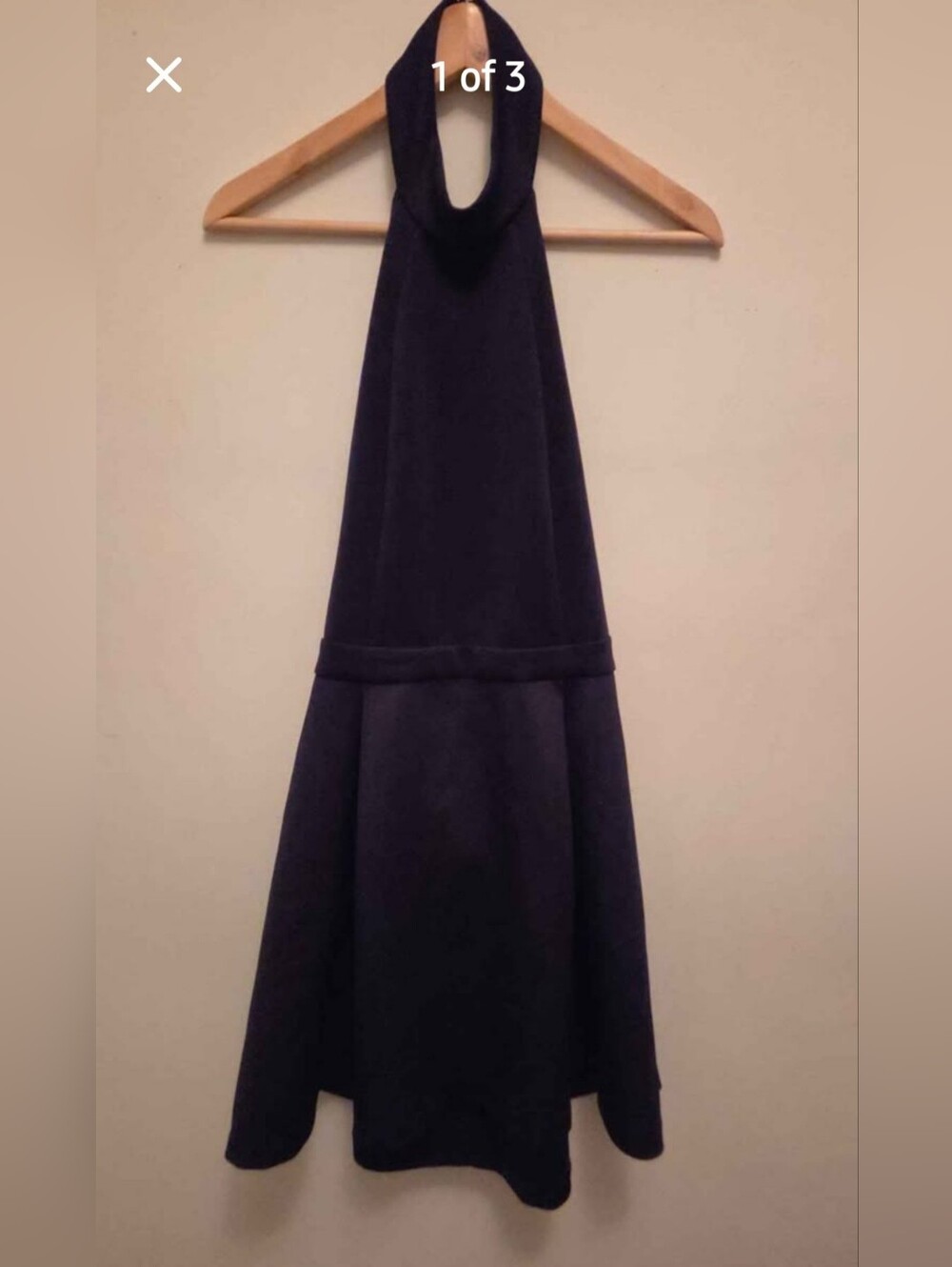 Sleeveless Halter Fit-and-Flare Dress in Navy